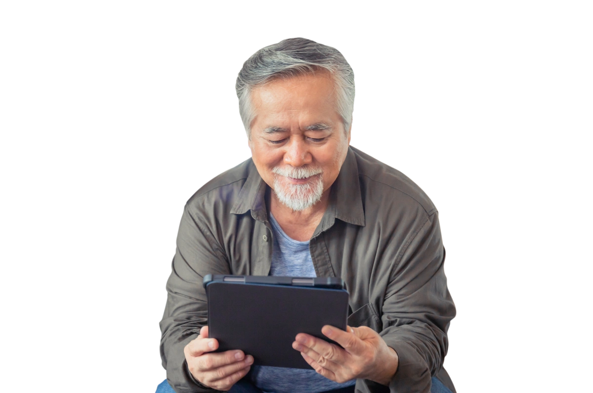 man using tablet